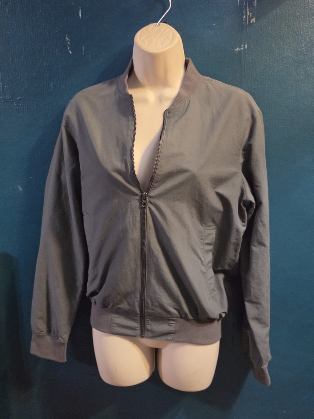 Peter Manning NY Slate Gray Bomber Jacket Size 2 NWOT Minimalist Lightweight